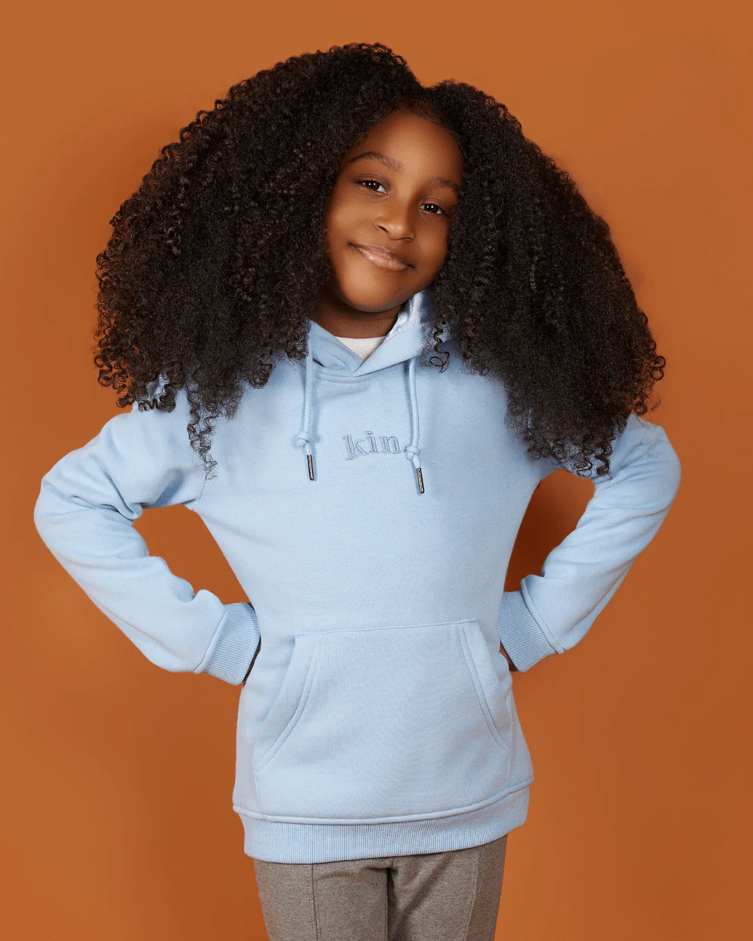 Kids Blue Thick Satin Lined Hoodie