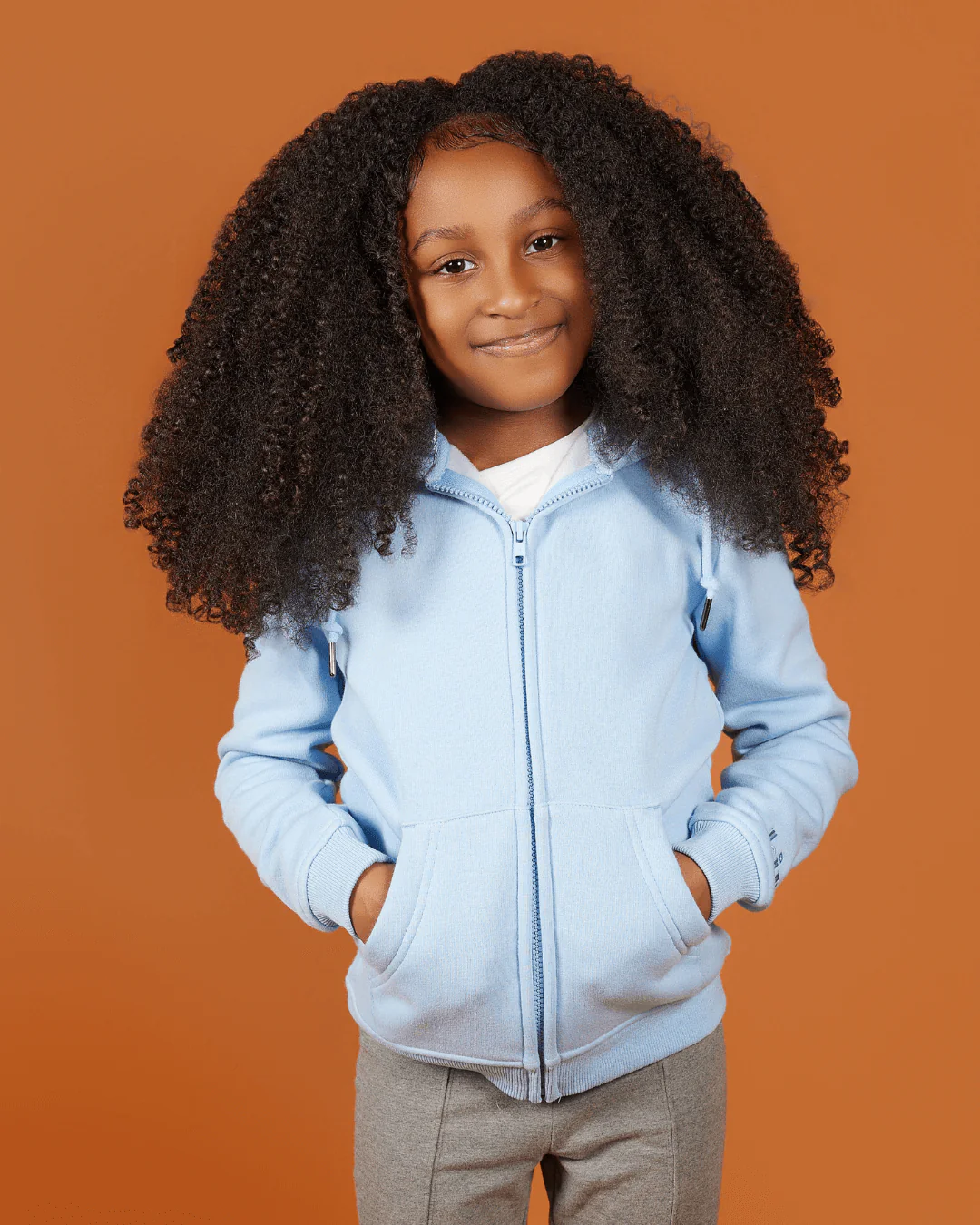 Kids Blue Thick Satin Lined Zip Up Hoodie