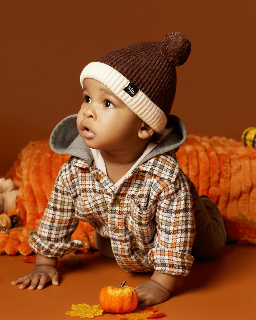 Kids Brown Satin Lined Beanie