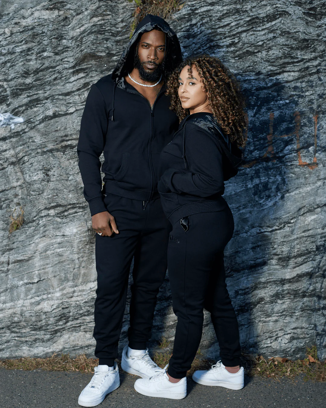 All Black Thin Zip Up Set