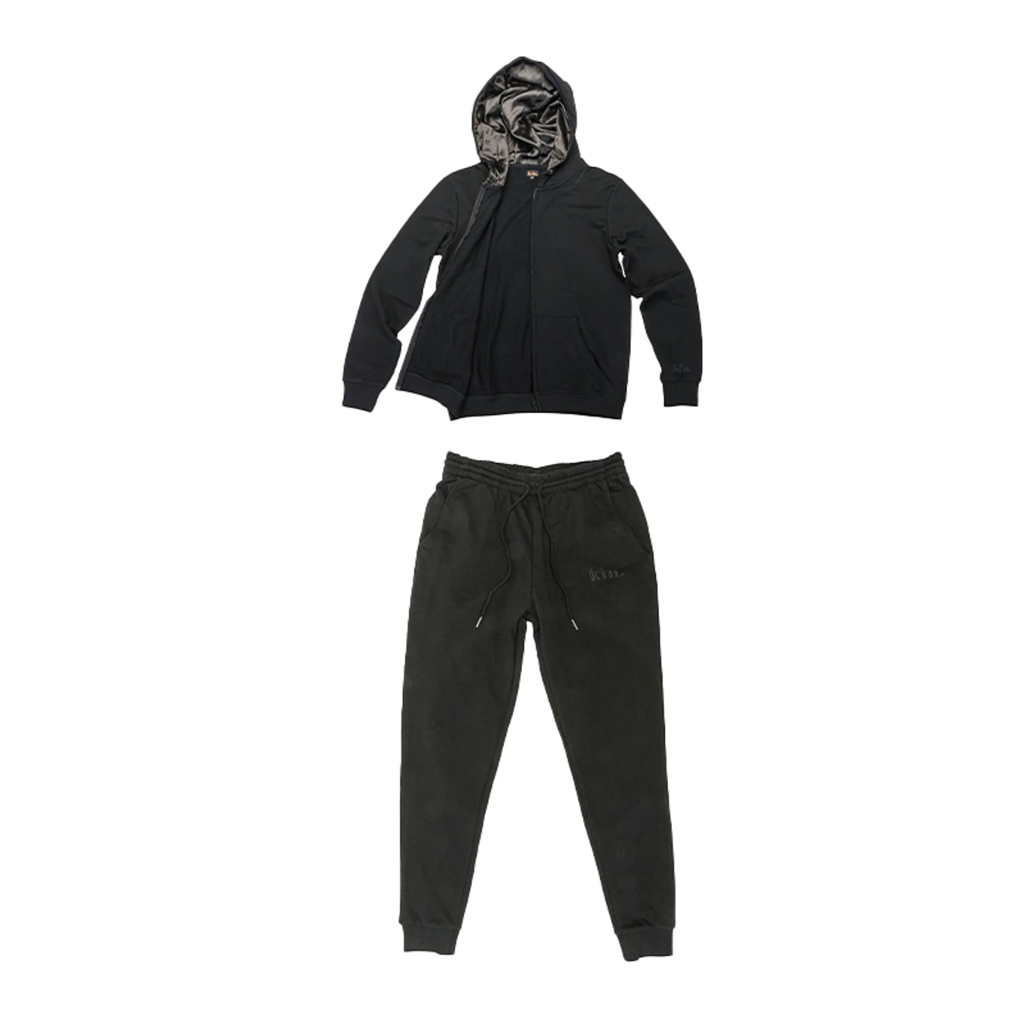 All Black Thin Zip Up Set
