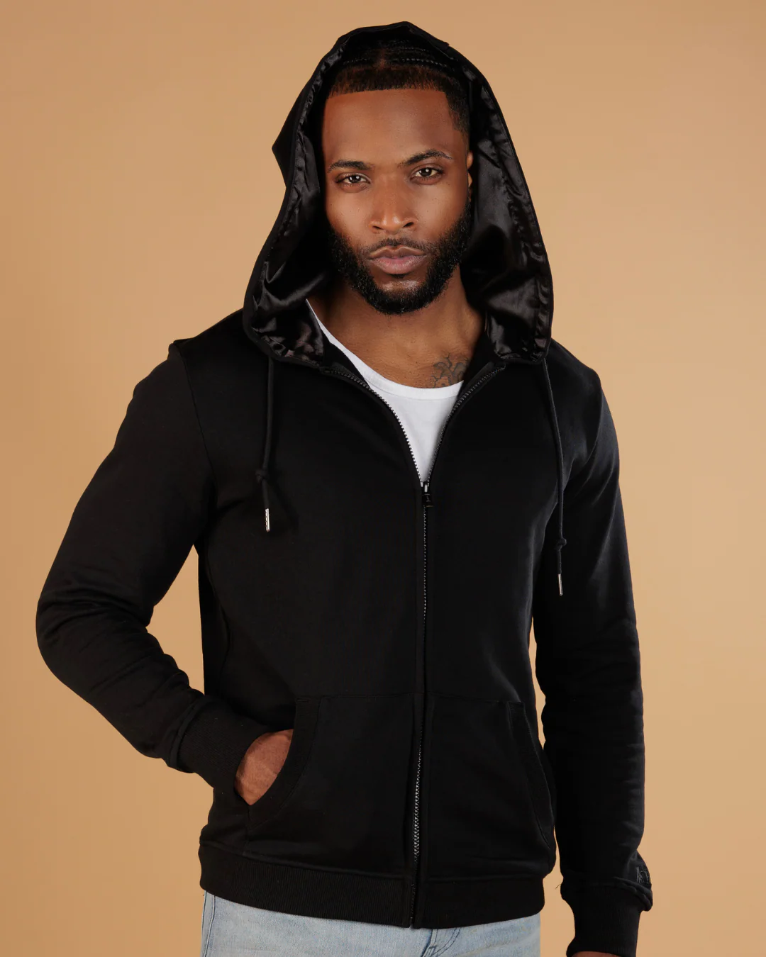 All Black Thin Zip Up Set