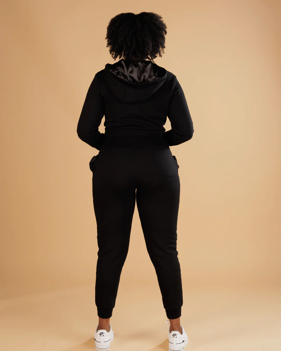 All Black Thin Zip Up Set