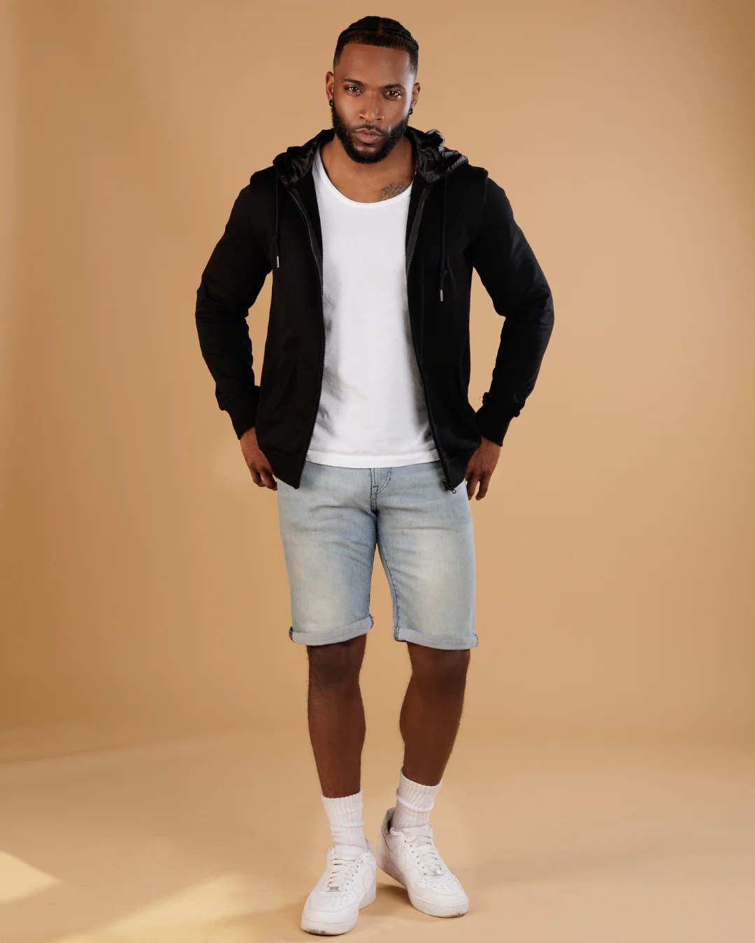 All Black Thin Zip Up Set