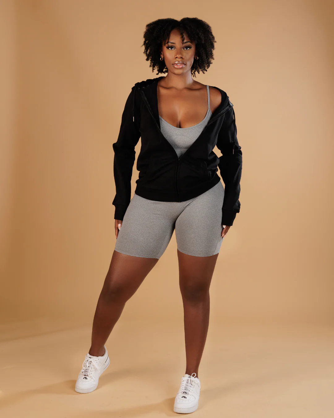 All Black Thin Zip Up Set