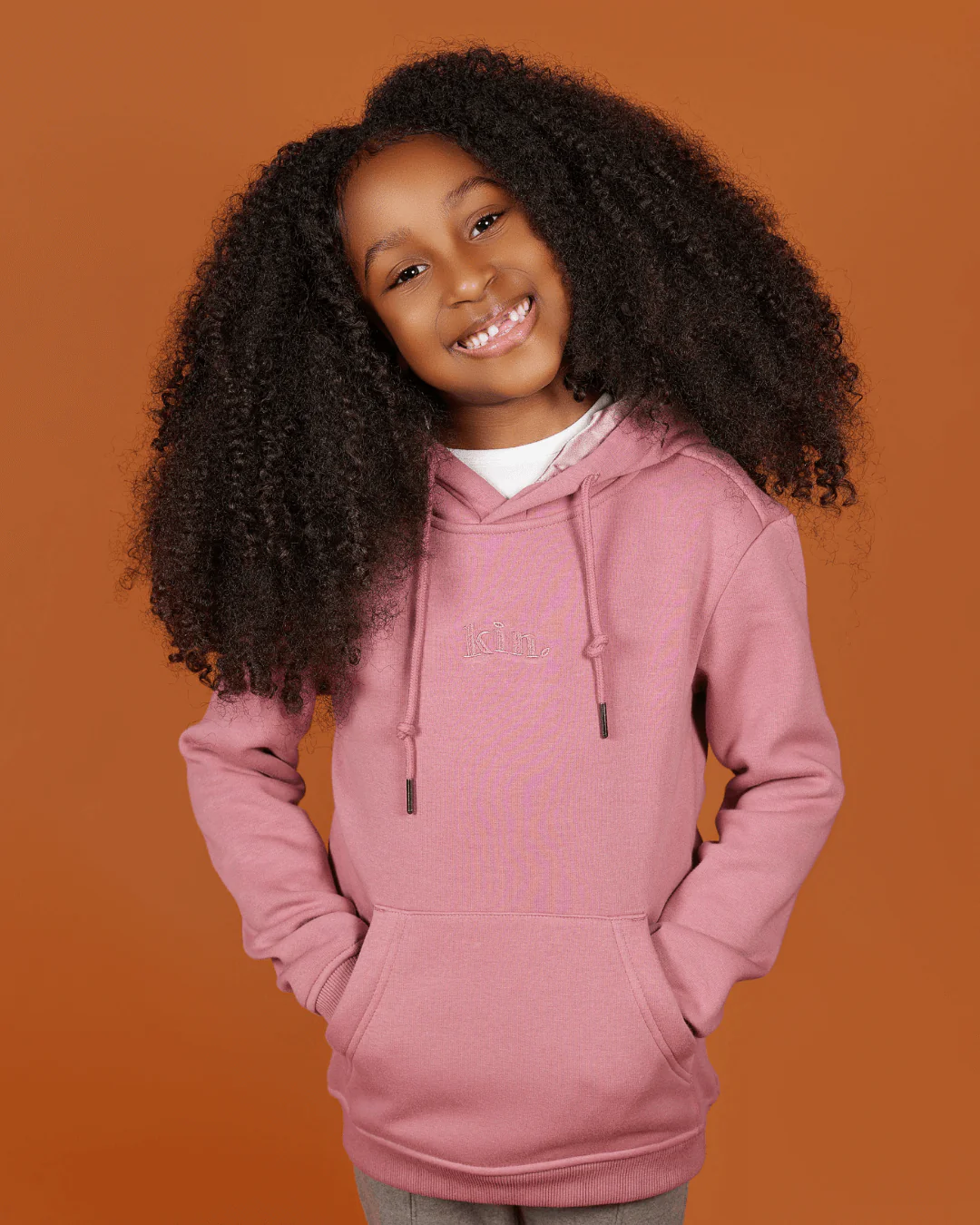 Kids Mauve Thick Satin Lined Hoodie