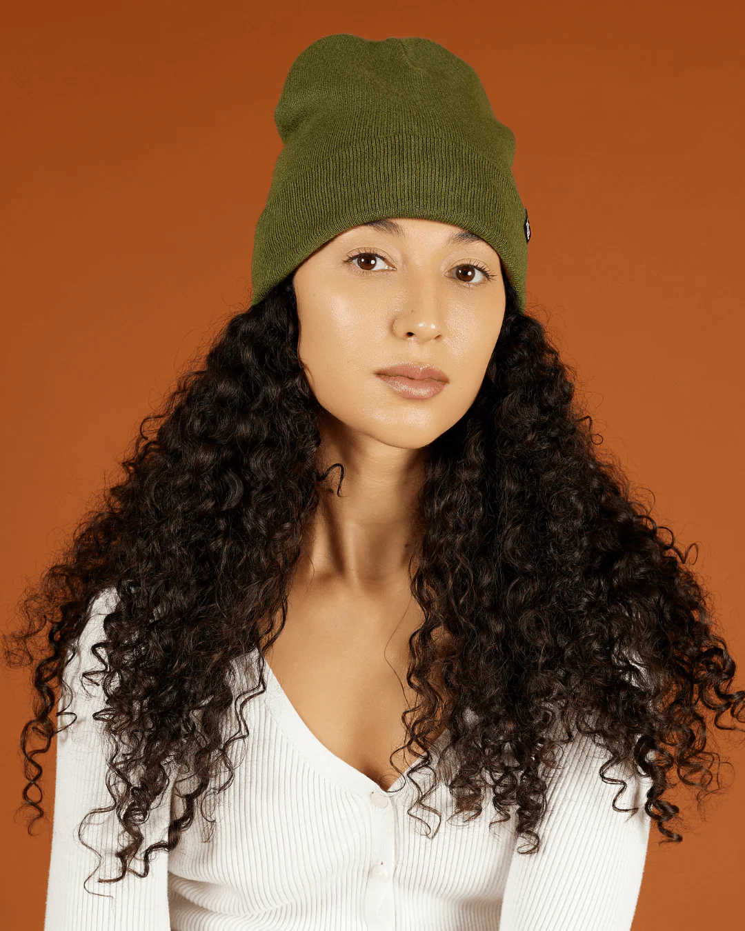 Army Green Jersey Satin Lined Beanie