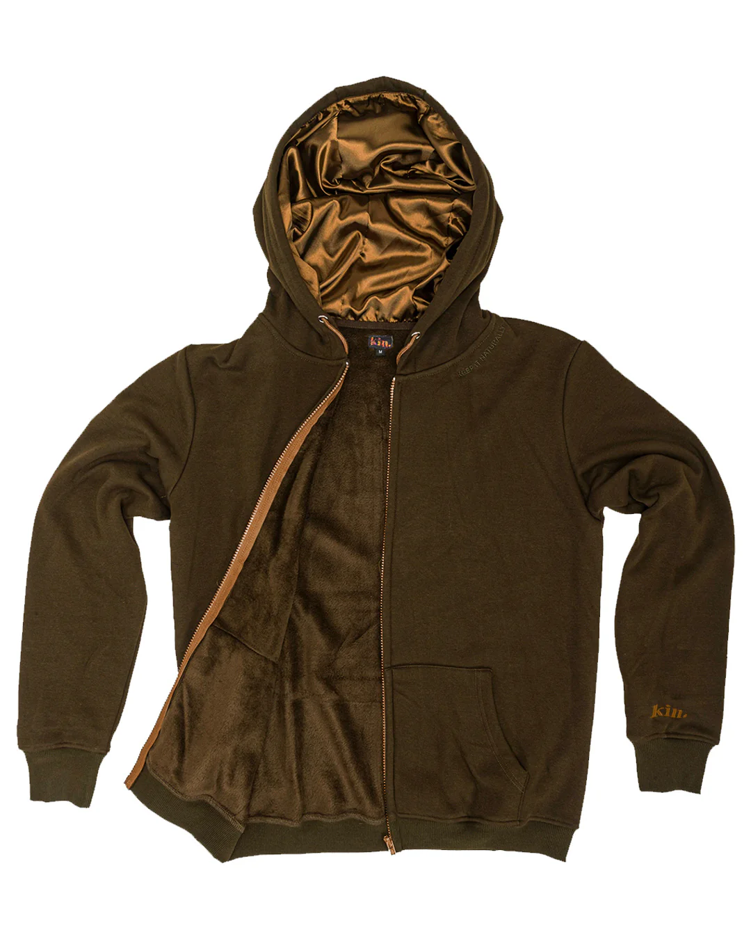 Sergeant Chocolate Thick Satin Lined Zip Up Hoodie